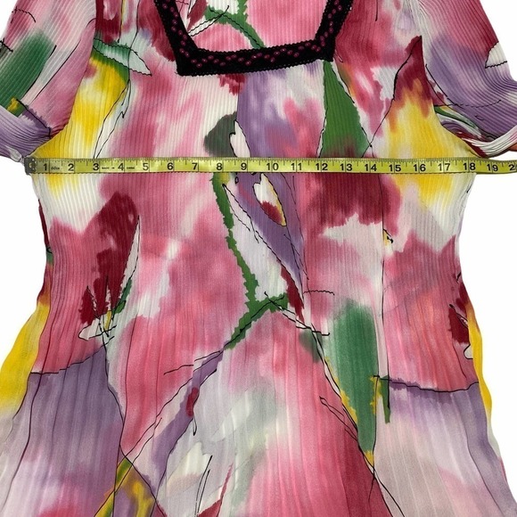 NICOLA Watercolor Beaded Scrunch Blouse Size Large - Picture 7 of 15